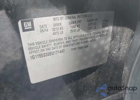 2014 Chevrolet Impala 2Lz z USA, uszkodzony, nr VIN 1G1155S32EU171447